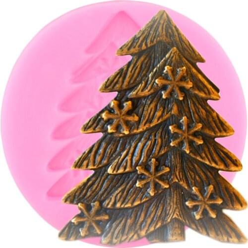Pine Tree Snowflake Silicone Mold Christmas Fondant Cake Decorating Tools DIY Cookie Baking Candy Clay Chocolate Gumpaste Moulds