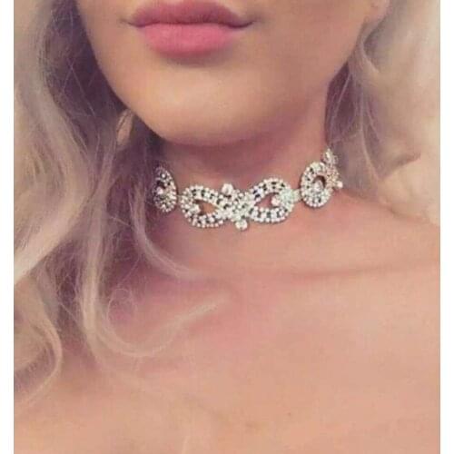 Rhinestone choker Necklace Long Statement Necklace 2017 Luxury Choker Necklace Women Chocker Jewellery N3345