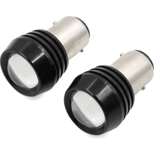 Uxcell 2Pcs 1157 BAY15d White COB LED Projector Lens Car Brake Reverse Light Black Case