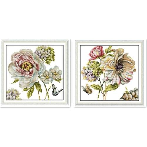 11CT 14CT Printing Embroidered Cloth Cross Stitch Kit Hydrangea Plant Flower Series Hand Embroidery Sewing Wholesale Decor