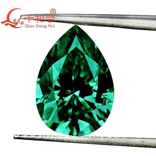 Green color pear shape dia mond cut Sic material Moissanite loose stone