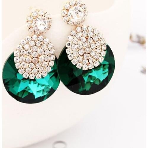 2018 New Ornaments Women Glittering Crystal Round Rhinestone Earrings Character Drop Earrings Fashion Accessories E233