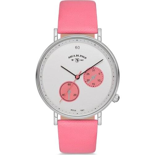2020 top Brand Luxury Fashion Women 'S Pink Leather Quartz Wrist watch Aqua di Polo 1987 APWA037102