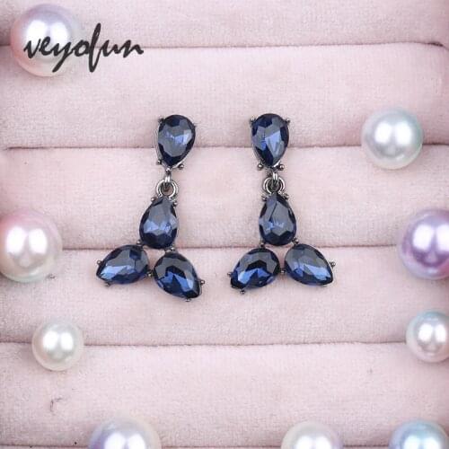Veyofun Cute Girl Crystal Stud Earrings for Women Fashion Jewelry Gift 2021 New Wholesale