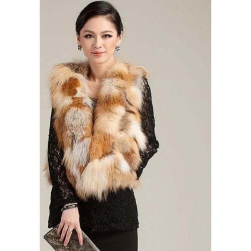 New genuine real natural fox fur vest coat womens fashional gilet ladies sexy jacket outwear custom any size