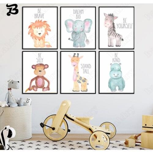 Animal Nursery Wall Art Posters Home Decoration Canvas Painting Colorful Kind of Animal Wall Pictures for Living Room Home Decor