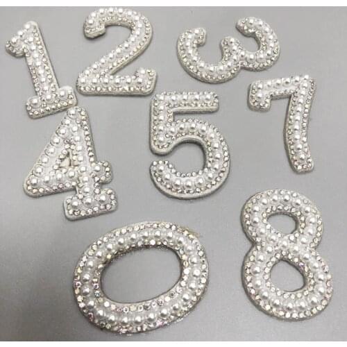 1Set Beads Number Iron Sew On Patches Appliques For Kids Clothing Hat Diy Sewing Garment Apparel Accessories