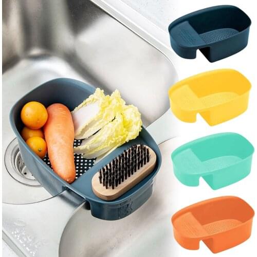 1Pc Sink Strainer Fruit Vegetable Drainer Basket Kitchen Waste Filter Basket Sponge Hanging Basket Storage Rack Kitchen Shelf