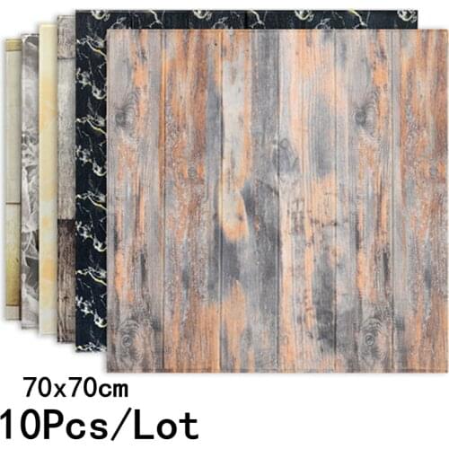 10Pcs/Lot Waterproof Self-Adhesive 3D Wood-Grain Wall Sticker Foam For Kitchen Living Room Bedroom DIY Home Decor Wallpaper