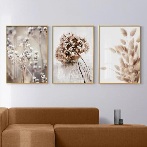 3 Pieces Flowers Grass Wall Art Painting Scandinavian Poster Print Nordic Modern Wall Pictures For Living Room Home Decor