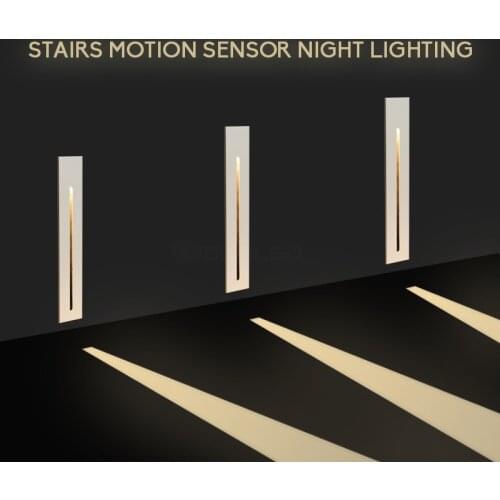3W Led Stair Motion Sensor Night lighting 85-265V Indoor Outdoor Step Wall Lights Waterproof Stairway Light Corner Hallway Stair
