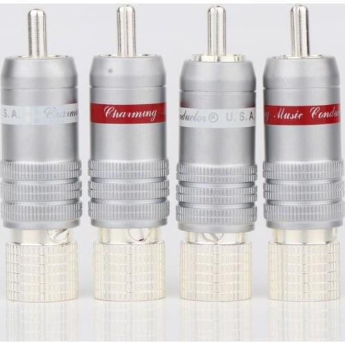 4PCS R1728 Silver Plated audio RCA connectors plug for Audio interconnect cable silver plated Audio RCA Plug rc