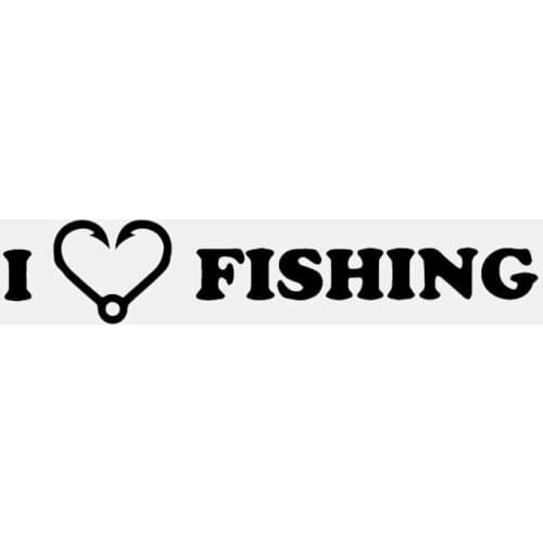Car Stickers Fun I Love Fishing Decals Fish Hook PVC Car Stickers Creative Waterproof Cover Scratch Black/white, 18cm*4cm