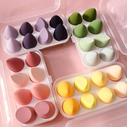 BIIIYI 4/8 pieces of makeup tool sponge egg beauty makeup egg powder-free super soft puff makeup foundation makeup sponge tool d