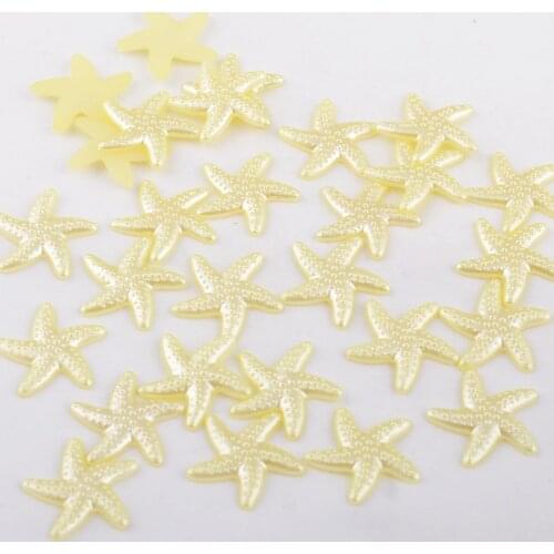 BOLIAO 30Pcs 18*18 mm( 0.71*0.71 in ) Starfish Shape Yellow Resin FlatBack Delicate Scrapbook Glue on Head wear/Bags Decoration