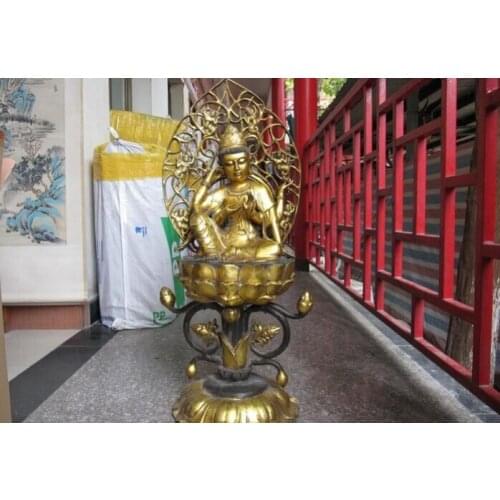 Fast shipping USPS to USA S2693 37" Tibet Bronze lotus flower Six Arm Bodhisattva Kwan-Yin Guan Yin Buddha Statue