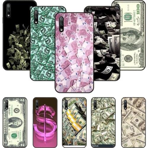 Phone Case For Huawei Honor 9X 10 9 20 8X 8A 8S 7X 7A i A Pro Play Lite Black Cover Shell Silicone Funda Trend USD Dollar Money