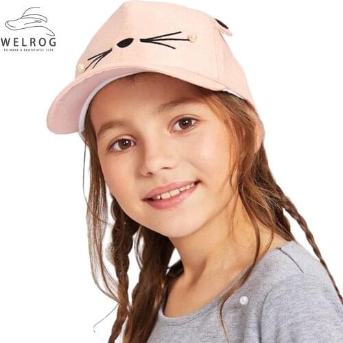 WELROG Cat Ear Children Baseball Caps Wild Student Cap Fashion Adult Child Sun Hat Cute Adjustable Caps Pink Girls Snapback Caps