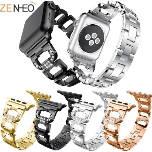 Womens Bracelet Metal For Apple Watch Band strap 44mm 40mm 38mm 42mm For iWatch Series 4 3 2 1 wristband Rhinestone straps belt