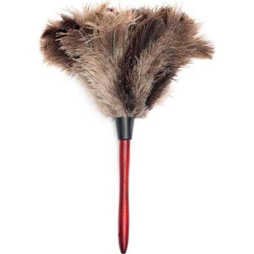 Home Anti-Static Ostrich Feather Fur Brush Duster Dust Cleaning Tool Wooden Handle Feather Duster For Cleaning Dust Accessories