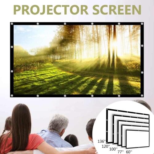 High Brightness Reflective Projector Screen 60/77/100/120/150 Inch 16:9 Fabric Cloth Projector Screen for Home Beamer