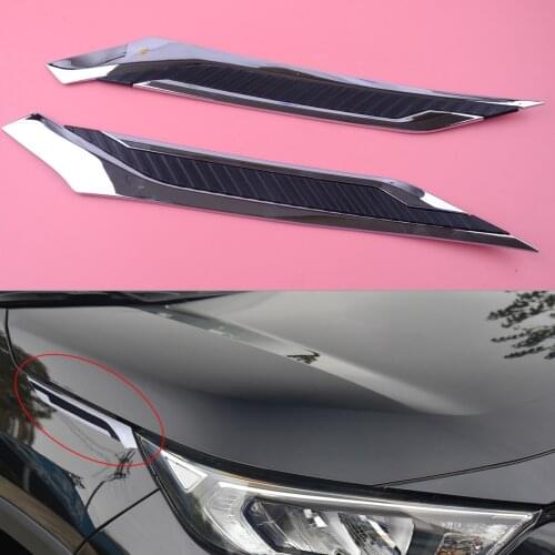 DWCX 2pcs Car Front Headlight Eyebrow Cover Trim Molding Fit For Toyota RAV4 2019 2020