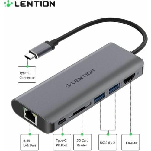 USB C Gigabit Ethernet Hub with 4K HDMI, 2 USB 3.0, Card Reader, Type C Charging, Digital AV Multiport Adapter for MacBook Pro16