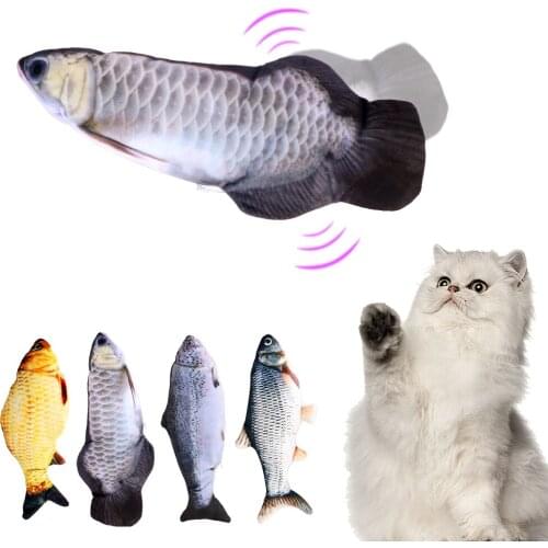 Cat Interactive Doll Simulation Fish Toy Pet Chewing Playing Toy Electric Dancing Moving Floppy Fish Pet Cat Toy USB Charging