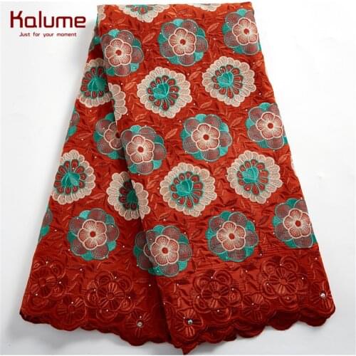 Kalume African Lace Fabric Swiss Voile High Quality Embroidery Nigerian Cotton Lace Fabric For Diy Sew Cloth Party Dress F2464