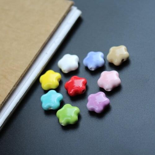 20Pcs 9.6mm*6.5mm Flower Shape Ceramic Beads Multi-Color Lovely Loose Beads for jewelry making DIY Accessoires