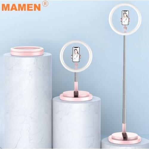 MAMEN 10 inch Selfie Ring Light LED Dimmable Video Studio Photography Lighting Portable For Youtube Vlog Live Photo With Tripod