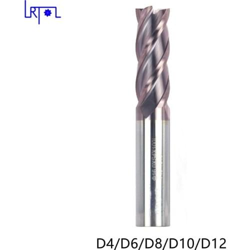 5pcs 4 Flute flat End mill Cutting HRC50 4/6/8/10/12mm Alloy Carbide Milling Tungsten Steel square Milling Cutter