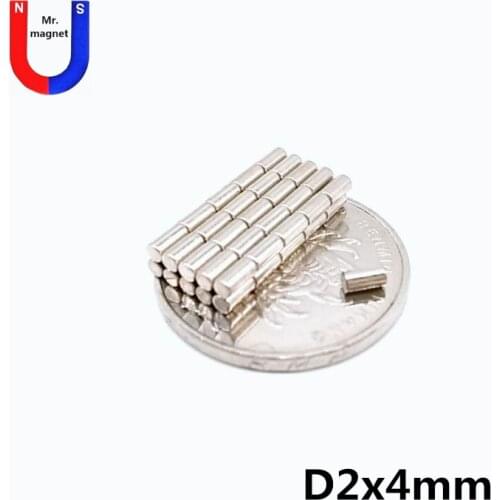 100/500/2500pcs 2x4 magnet Artcrafts fridge 2*4 Mini small round magnets 2x4 mm super strong neodymium magent bar Wholesale