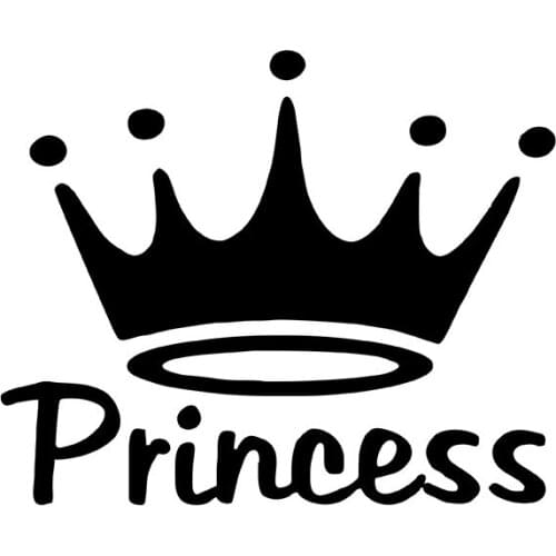 MIGNATIS - Five Star Princess Crown and Princess Lettering Sticker Mural Art Decal For Car Window Loptop Decoration Vinyl Sticke