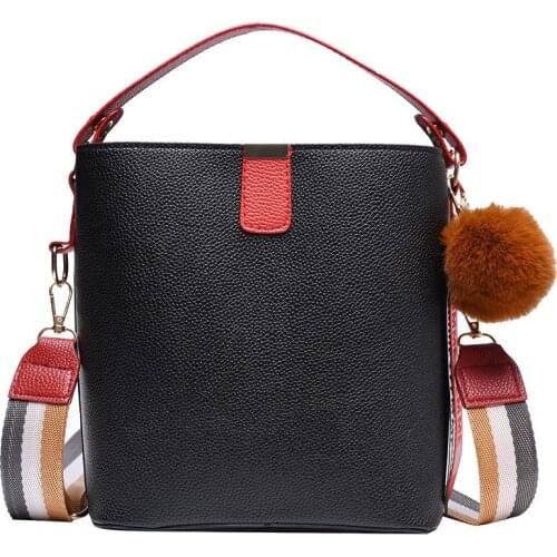 Fashion Crossbody Bags Autumn And Winter Simple Handbags Shoulder Slung Korean Version Joker Broadband Fur Ball Bucket Satchels