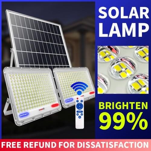 High-Power LED Solar Panel Light 5meter Cable Super Bright Outdoor Flood Garden Lamp 1000W Waterproof Street Night Lighting