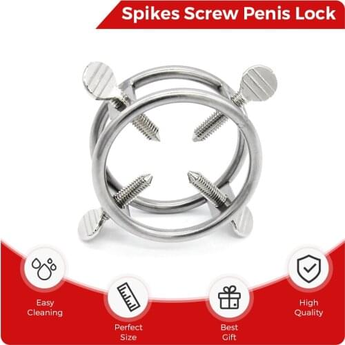 Pain & Pleasure Spikes Screw Male Penis Ring Lock CBT Adjustable Chastity Device Belt Adult Torture Gay BDSM 18+ Sex Toy for Men