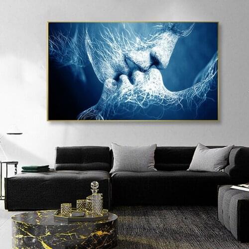 New Fashion Black White Love Kiss Abstract Art On Canvas Painting Poster Wall Art Picture Print Home Wall Decoration Gifts
