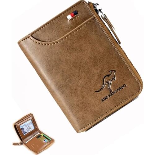 2020 New Men Wallets Fashion Short Desigh Zipper Card Holder Men Leather Purse Solid Coin Pocket High Quality Male Purse