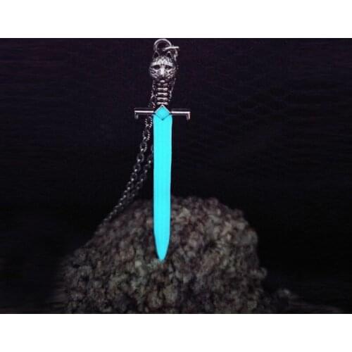 2021 New Luminous Cross Sword Necklace Retro Cat Head Sword Pendant Necklace Personality Clavicle Necklace