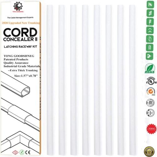 New Trunking 1.57"x0.78"Cord Cover Cable Raceway Cable Concealer Cord Management Kit Wire Cord Hider Cable Concealer Channel