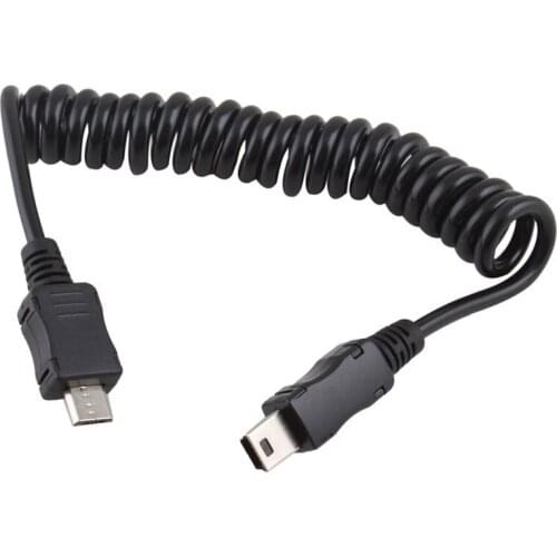 Wholesaler 200pcs lots Top quality 3FT 1M Spring Coiled Micro USB B to Mini USB 5 Pin Male Adapter Spiral cable