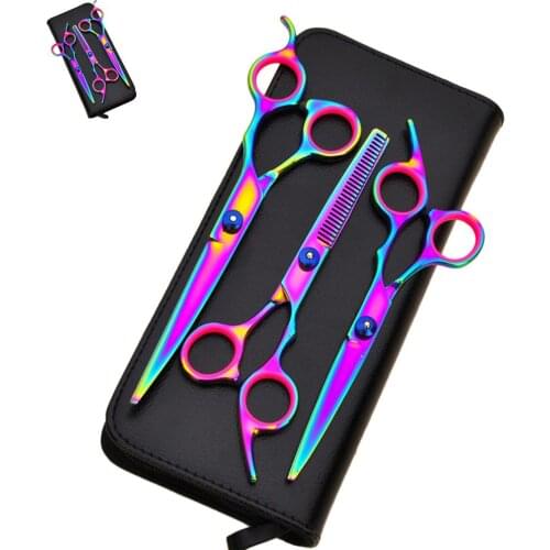 Pet Hairdressing Scissors Dog Cat 7 Inch Colorful Hair Cut Set Pet Grooming Supplies