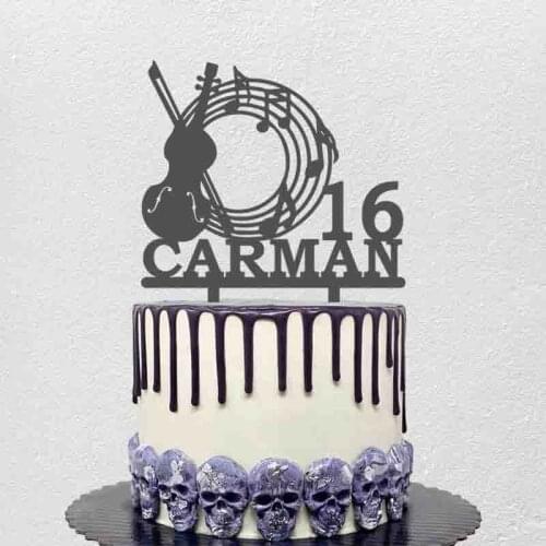 Personalized Violin Cake Topper Music Topper Custom Name Age Musician Birthday Party Cake Decoration Musical Topper
