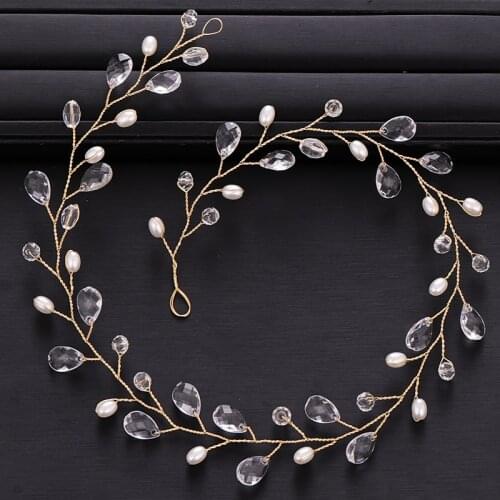 New Rhinestone Pearl Crystal Hair Accessories Bridal Tiara Wedding Headband Gold Headband Accessories Womens Hair Accessories
