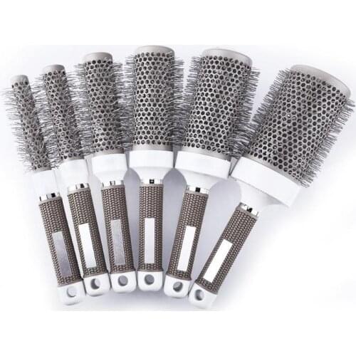 6 Size Professional Hair Dressing Brushes High Temperature Resistant Ceramic Iron Round Comb Hairbrushes Hair Styling Tools