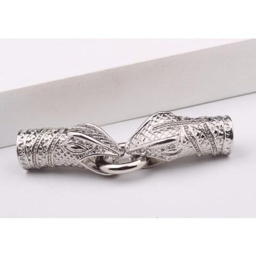 Reidgaller 4 sets snake clasps hook fit 10mm round leather cord end cap connector findings for bracelets jewelry making