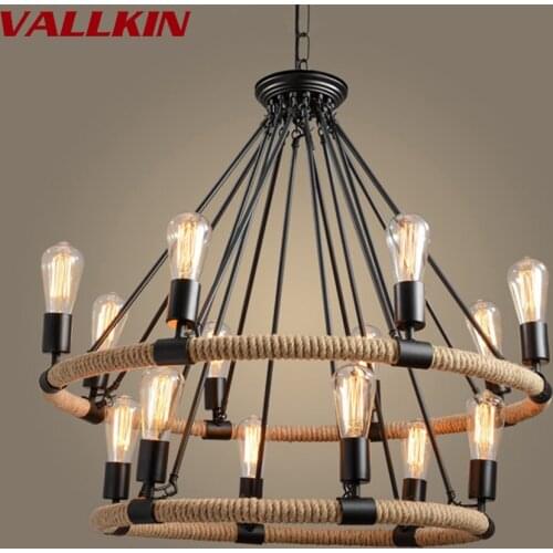 Retro Wrought Iron Chandelier Lighting Industrial Loft Vintage Lamps 110 or 220V Bar Cafe Living Restaurant Metal Lamp VALLKIN