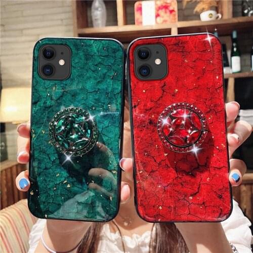 Luxury Diamond Cute Glitter Case For iPhone 12 11 Pro Max mini X XS XR XSMax SE2020 6 7 8 Plus Marble Holder Cover For iphone 12
