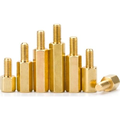 10Pcs M5*8/10/12/15/18/20/22/25/30/35/40/45/50/55/60/70/80+7mm Hex Nut Spacing Screw Brass Threaded Pillar PCB Standoff Spacer